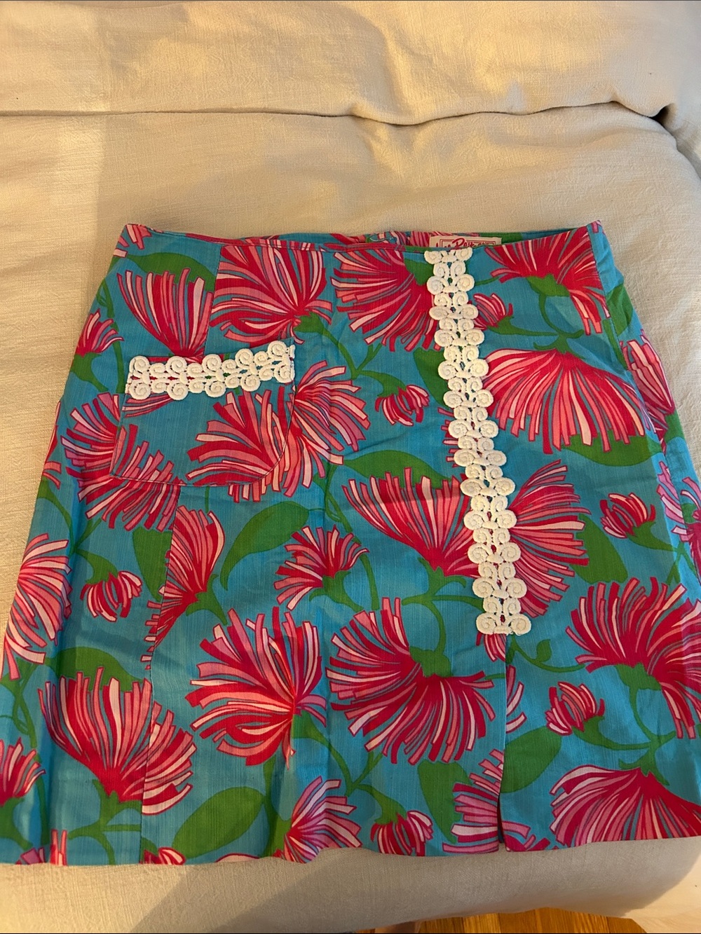 Lilly Pulitzer Floral Mini Skirt in Turquoise & Pink - VINTAGE!